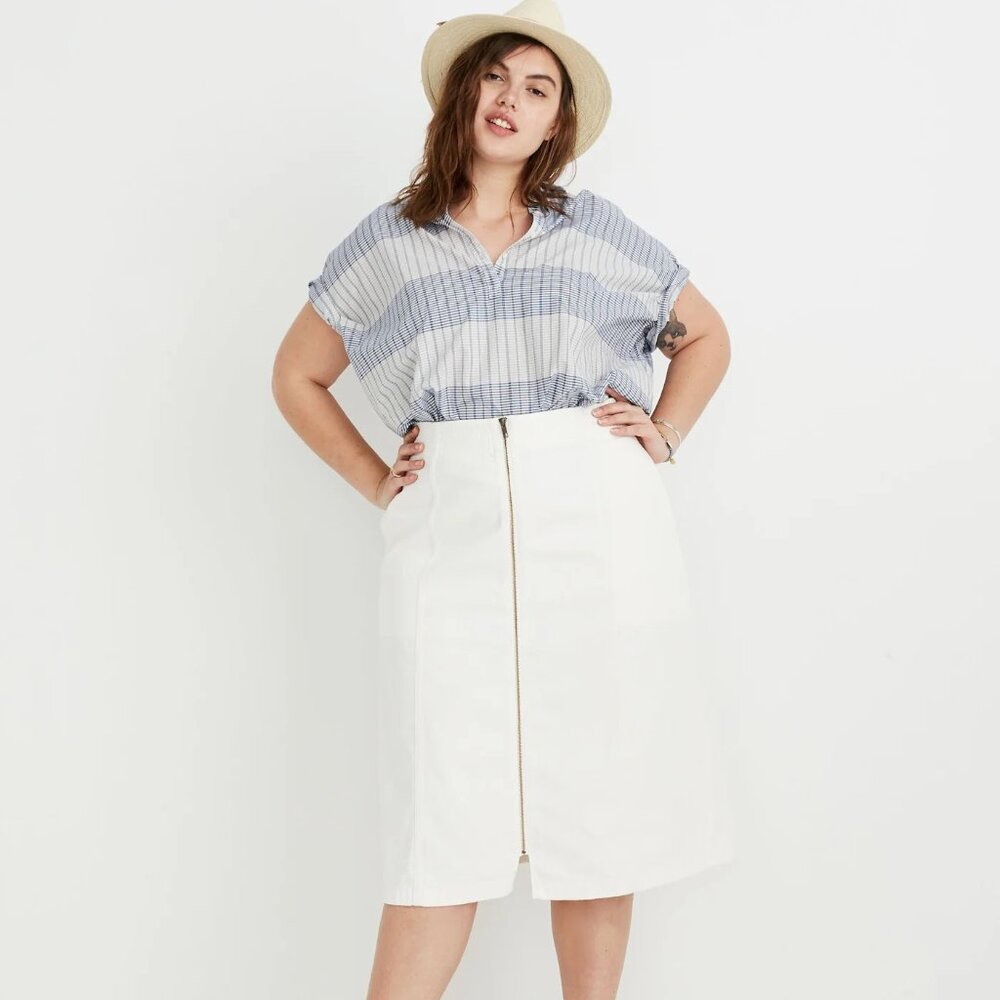 MADEWELL zip denim midi skirt 33/16